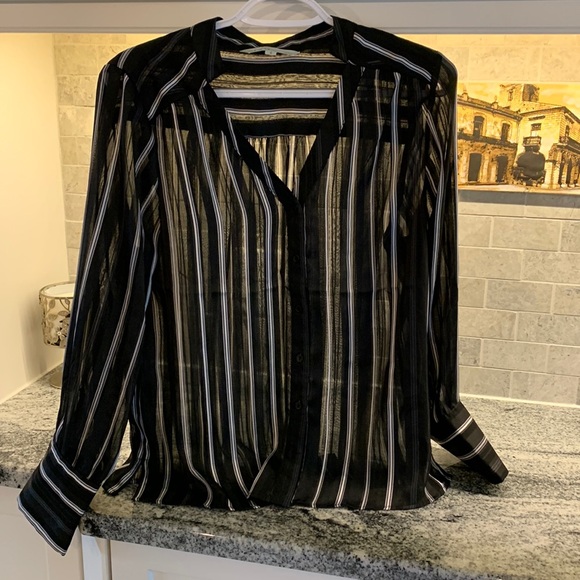 Cleo Tops - Cleo size medium petite sheer black blouse like new condition